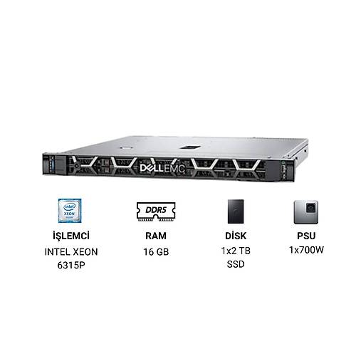 DELL R260_SPL1 POWEREDGE R260 XEON 6315P 16GB 1x2TB 2x3.5" 1x700W SERVER product image