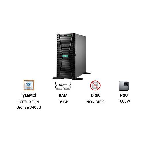 HPE ProLiant ML110 Gen11 3408U 1.8GHz 8-core 1P 16GB-R VROC 4LFF 1000W RPS Server P55637-421 ürün görseli